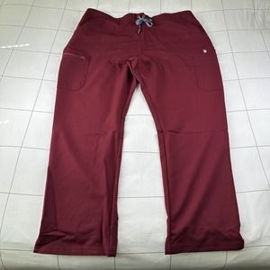 Figs Pants Womens XXL Burgundy Yola Skinny Scrub Medical Drawstring Pockets